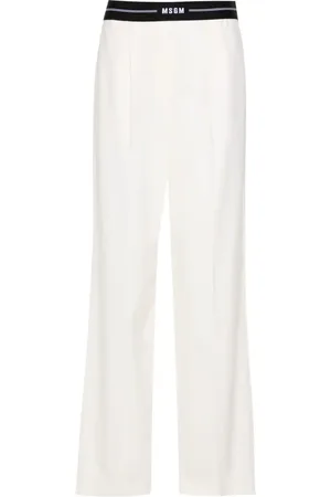Msgm Logo-waistband wide-leg trousers
