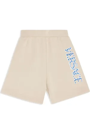 VERSACE Logo-embroidered fleece shorts