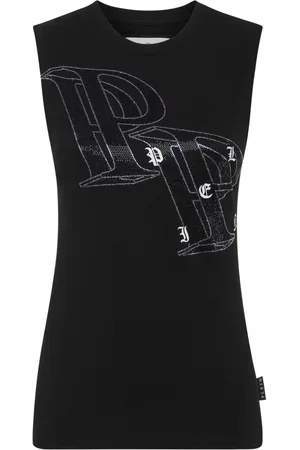 Philipp Plein Crystal-embellished logo-print tank top
