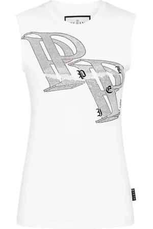 Philipp Plein Crystal-embellished logo-print tank top