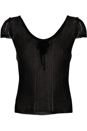 Pinko Fringed ribbed-knit T-shirt