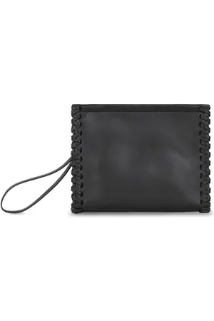 Etro Medium whipstich-detail leather clutch bag