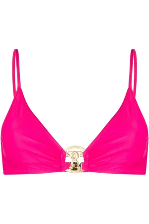 Moschino Logo plaque ruched bikini top