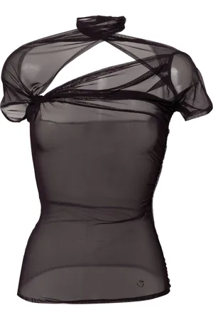 COPERNI Asymmetric draped mesh top