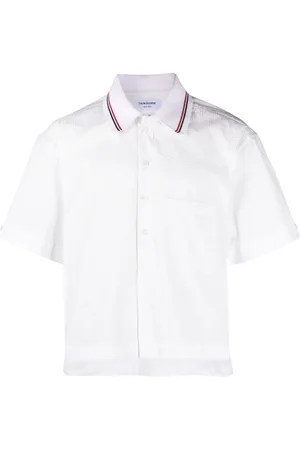 Thom Browne Short-sleeve seersucker cotton shirt