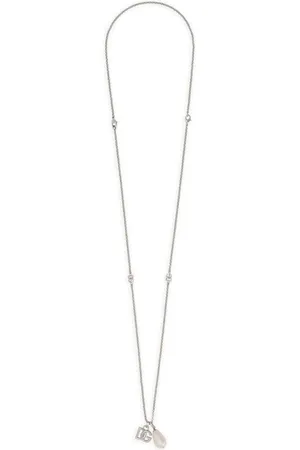Dolce & Gabbana Logo-plaque pearl-pendant necklace