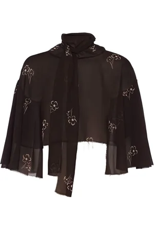Prada Floral-print georgette cape