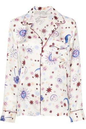 FORTE FORTE Notched-collar graphic-print shirt