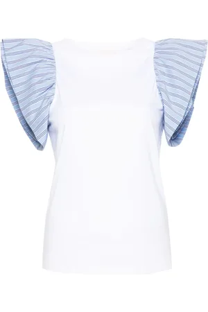 Liu Jo Stripe ruffle-sleeve T-shirt