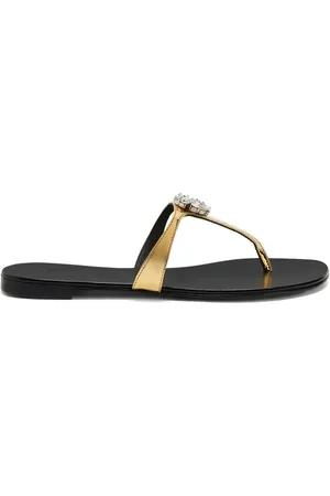 Kate Spade Andrea Metallic Flat Sandals Gold | Lyst