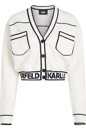 Karl Lagerfeld Logo-intarsia cropped cardigan