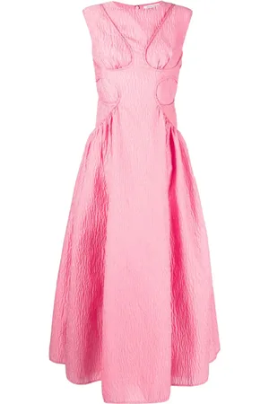 RACHEL GILBERT Celia crinkle-finish flared dress