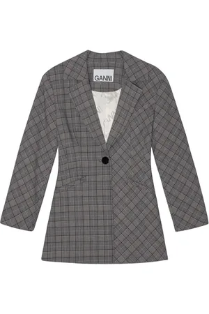 Ganni Check Mix single-breasted blazer