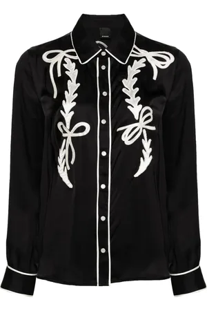 Pinko Chips embroidered satin shirt