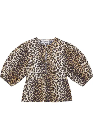 Ganni Leopard-print organic-cotton blouse