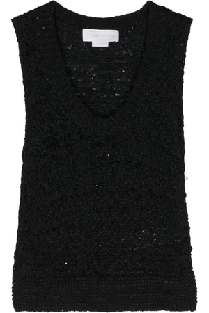 GENNY Sequined chunky-knit top
