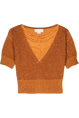 GENNY Sequined V-neck top