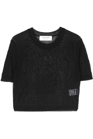 Marine Serre Pointelle-knit cropped blouse
