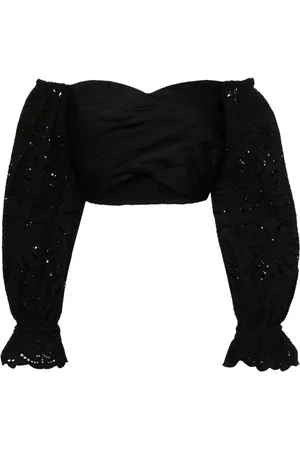 Self-Portrait Broderie anglaise cropped blouse