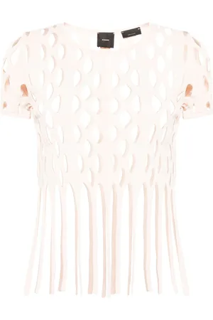 Pinko Fringed open-knit T-shirt