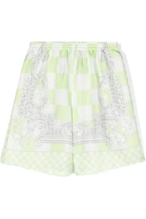 VERSACE Check-pattern silk shorts
