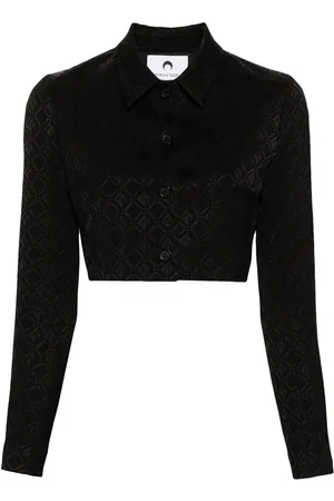 Marine Serre Moon Diamant-jacquard cropped jacket