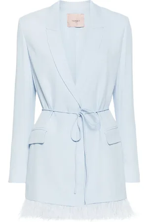 Twin-Set Feather-trim blazer minidress