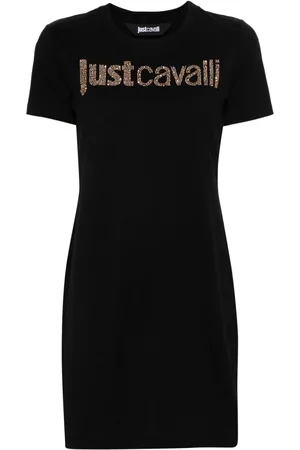Roberto Cavalli Logo-embellished cotton shirt dress