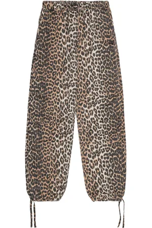 Ganni Leopard-print drawstring trousers