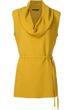 Uma Raquel Davidowicz Cowl-neck tied-waist blouse
