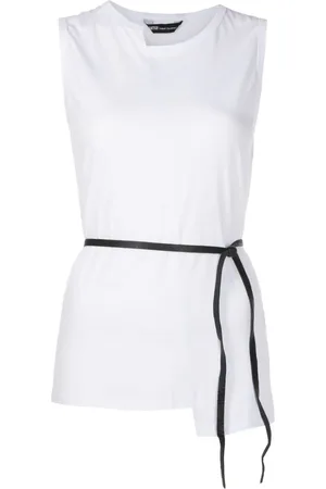 Uma Raquel Davidowicz Asymmetric tied-waist cotton top