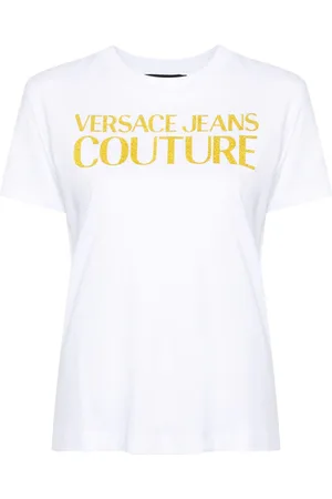 VERSACE Logo-print glittered T-shirt