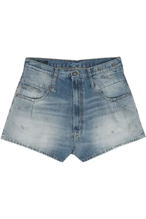 R13 Stained denim shorts