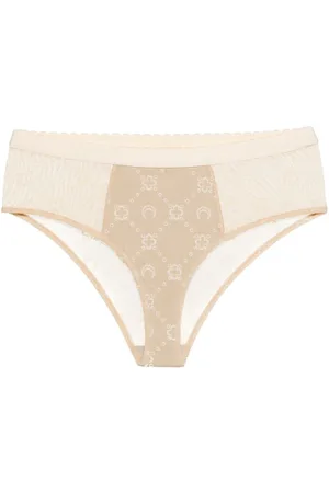 Marine Serre Moonogram-flocked mesh briefs