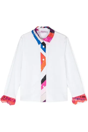 PUCCI Junior Contrasting-trim cotton shirt