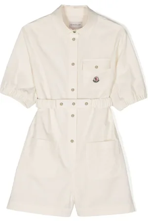 Moncler Logo-patch three-quarter sleeves playsuit