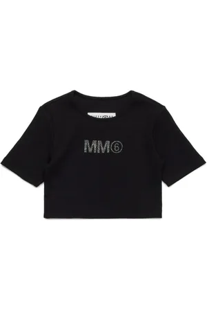 Maison Margiela Glitter logo-print cropped T-shirt