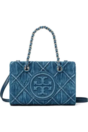 Tory Burch Mini Fleming Soft denim chain tote bag