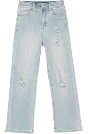 Twin-Set Logo-plaque distressed straight jeans