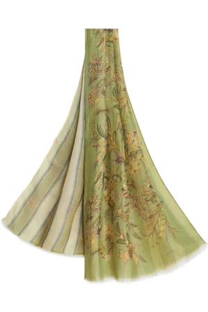 Etro Floral-print striped scarf