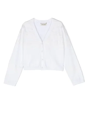 Twin-Set Logo-plaque floral-lace cardigan