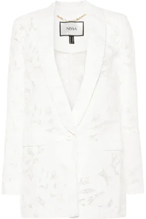 NISSA Single-breasted floral-embroidered blazer