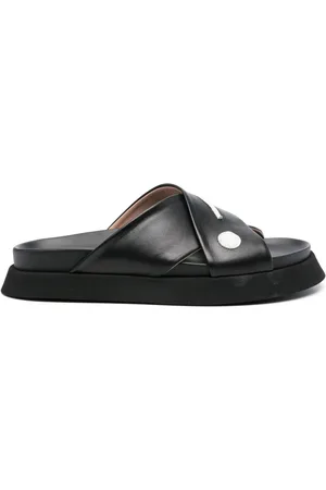 Moschino Patch-detail leather slides