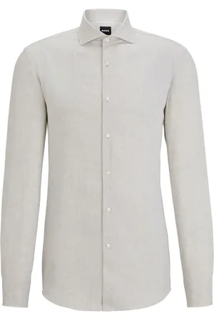 HUGO BOSS Spread-collar linen shirt