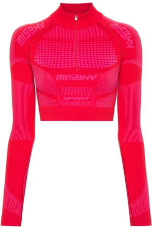 MISBHV Logo-jacquard cropped performance top