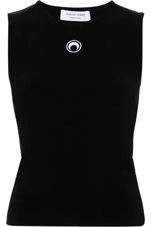 Marine Serre Crescent Moon-embroidered tank top