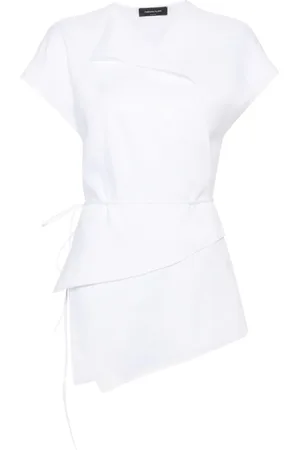 Fabiana Filippi Asymmetric chambray wrap blouse