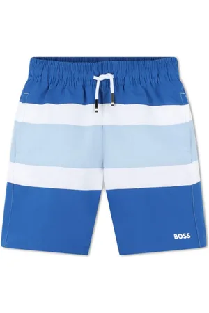 HUGO BOSS Logo-print striped swim shorts