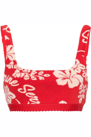 Marine Serre Floral-jacquard towel bralette