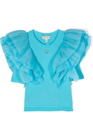 Twin-Set Organza-sleeve knitted T-shirt